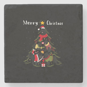 Newfoundland Christmas Tree Xmas Dog Lover Stone Coaster