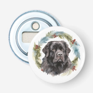 Newfoundland Christmas Wreath Festive Pup Bottle Opener