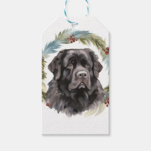 Newfoundland Christmas Wreath Festive Pup Gift Tags