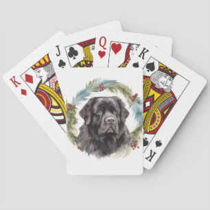 Newfoundland Christmas Wreath Festive Pup Playing Cards