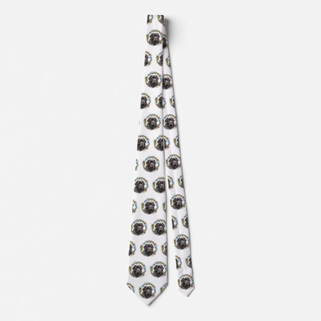 Newfoundland Christmas Wreath Festive Pup  Tie (Front)