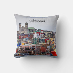 Newfoundland, cityscape throw pillow
