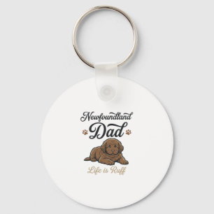 Newfoundland Dad Life Is Ruff Vintage Dog Shirt Keychain