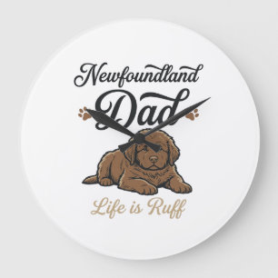 Newfoundland Dad Life Is Ruff Vintage Dog Shirt Large Clock