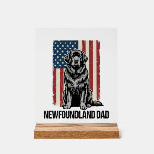 Newfoundland Dad Patriotic Dog Vintage Acrylic Sign
