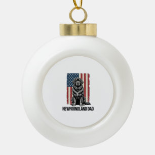 Newfoundland Dad Patriotic Dog Vintage Ceramic Ball Christmas Ornament