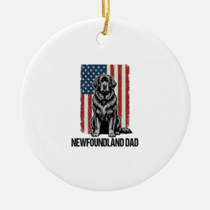 Newfoundland Dad Patriotic Dog Vintage Ceramic Ornament