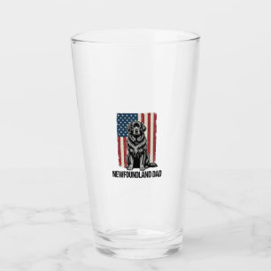 Newfoundland Dad Patriotic Dog Vintage Glass