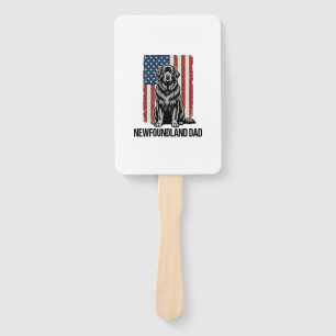 Newfoundland Dad Patriotic Dog Vintage Hand Fan