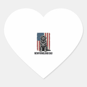 Newfoundland Dad Patriotic Dog Vintage Heart Sticker