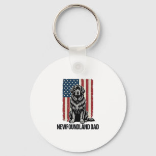 Newfoundland Dad Patriotic Dog Vintage Keychain