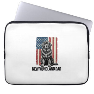 Newfoundland Dad Patriotic Dog Vintage Laptop Sleeve