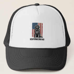 Newfoundland Dad Patriotic Dog Vintage Trucker Hat