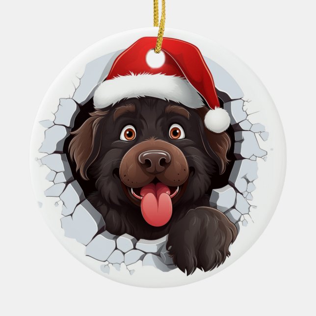 Newfoundland Dog 3D Breakthrough Ornament (Front)