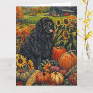 Newfoundland Dog Autumn Harvest Thanksgiving Card