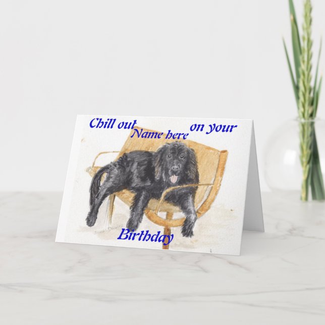 Newfoundland Dog birthday card add name (Front)