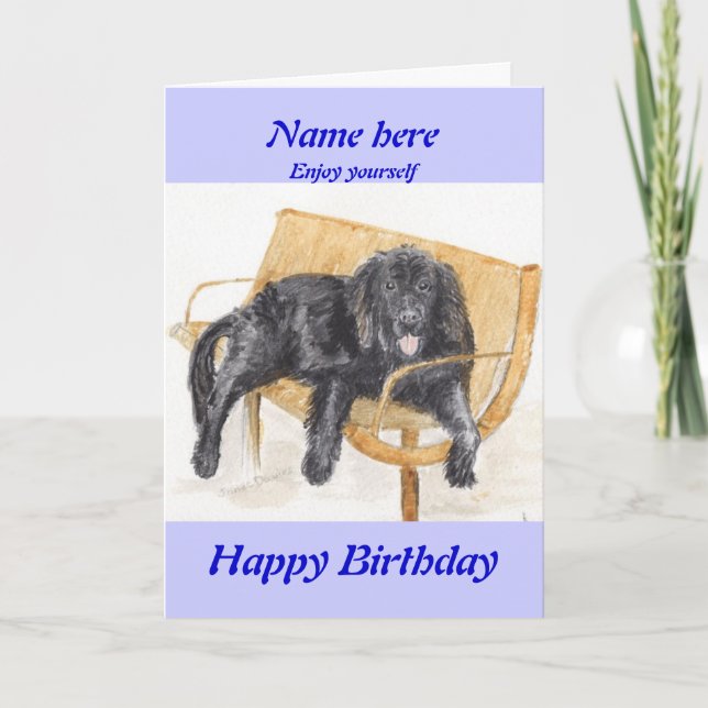 Newfoundland Dog birthday card add name (Front)