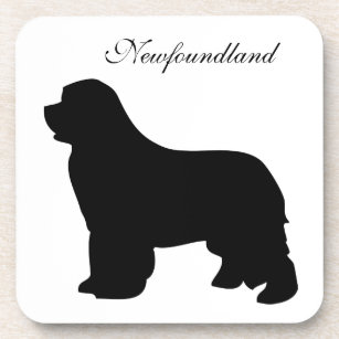 Newfoundland dog black silhouette coaster