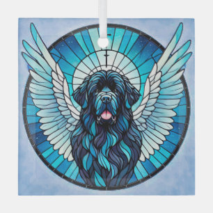 Newfoundland Dog Blue Angel Memorial Suncatcher  Glass Ornament