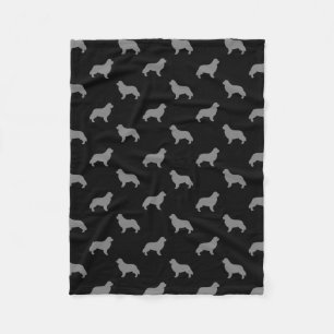 Newfoundland Dog Breed Silhouettes Pattern Fleece Blanket