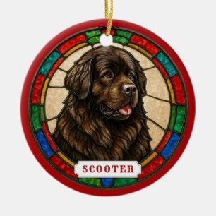 Newfoundland Dog Ceramic Circle Ornament