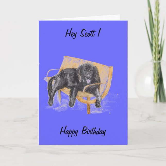 Newfoundland Dog, change the name, birthday card. Card (Front)
