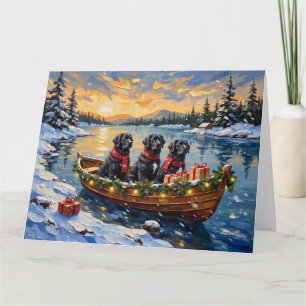 Newfoundland Dog Christmas Boat Holiday Card