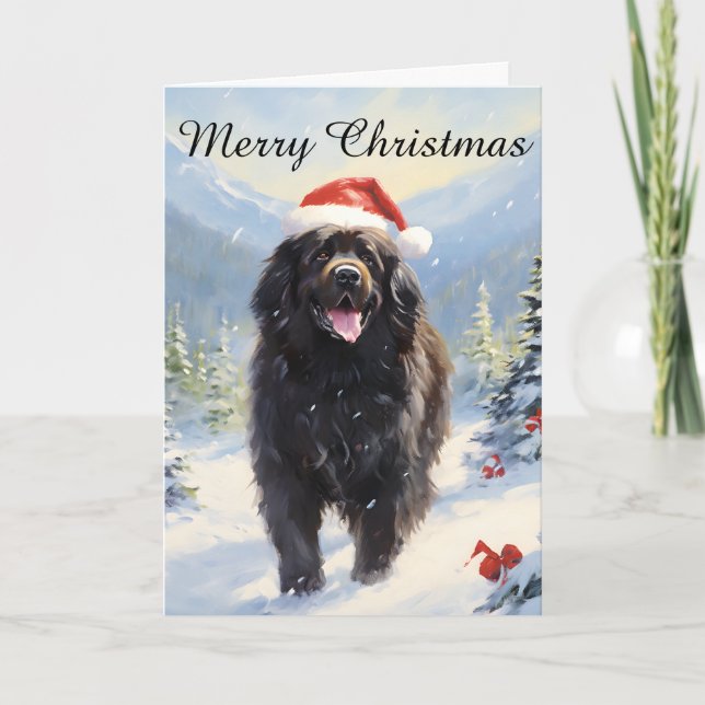 Newfoundland dog Christmas Card (Front)