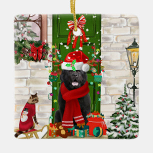 Newfoundland Dog Christmas  Ceramic Ornament