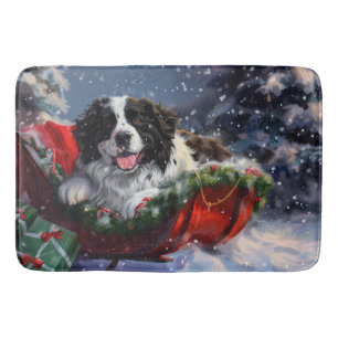 Newfoundland Dog Christmas Festive Bath Mat