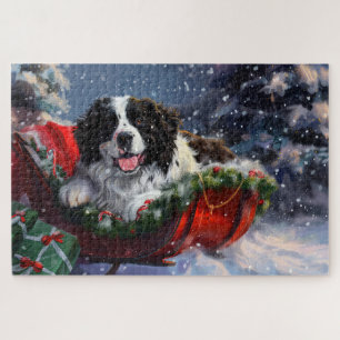 Newfoundland Dog Christmas Festive Jigsaw Puzzle