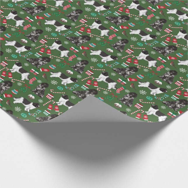 Newfoundland dog christmas holiday wrapping paper (Corner)