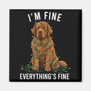 Newfoundland Dog Christmas I'm Fine Everything Is  Magnet