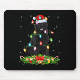 Newfoundland Dog Christmas Lights Funny Santa Hat Mouse Pad