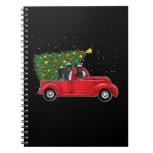 Newfoundland dog christmas on red car truck gift notebook
