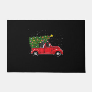 Newfoundland Dog Christmas On Red Car Truck Xmas Doormat