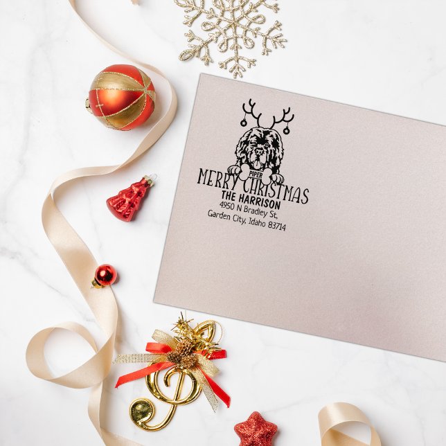 Newfoundland Dog Christmas Return Address  Rubber Stamp (Creator Uploaded)