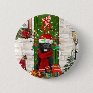 Newfoundland Dog Christmas Throw Pillow 2 Inch Round Button