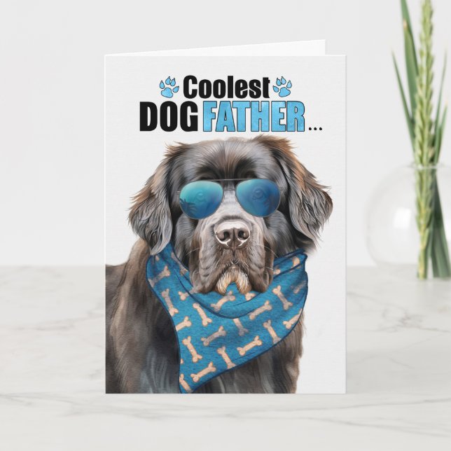 Newfoundland Dog Coolest Dad Ever Father's Day Holiday Card (Front)