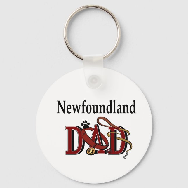 Newfoundland Dog Dad Gifts Keychain (Front)