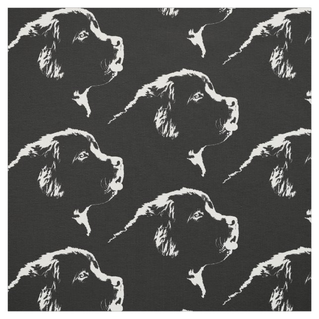 Newfoundland Dog Fabric Fabric Puppy Dog Pattern (Swatch)