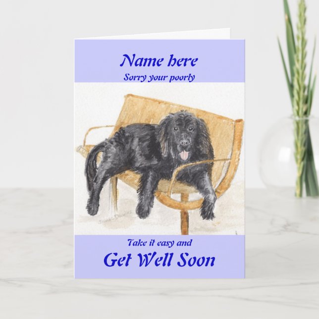 Newfoundland Dog Get Well Soon card add name (Front)