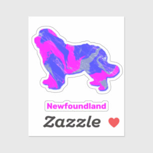 Newfoundland Dog Hot Pink & Blue Custom Sticker