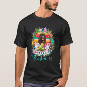 Newfoundland Dog In Easter Eggs Basket Bunnies Hap T-Shirt