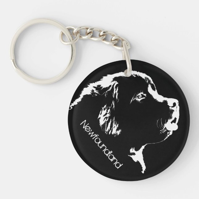 Newfoundland Dog Keychain Custom Pup Dog Keychain (Front)