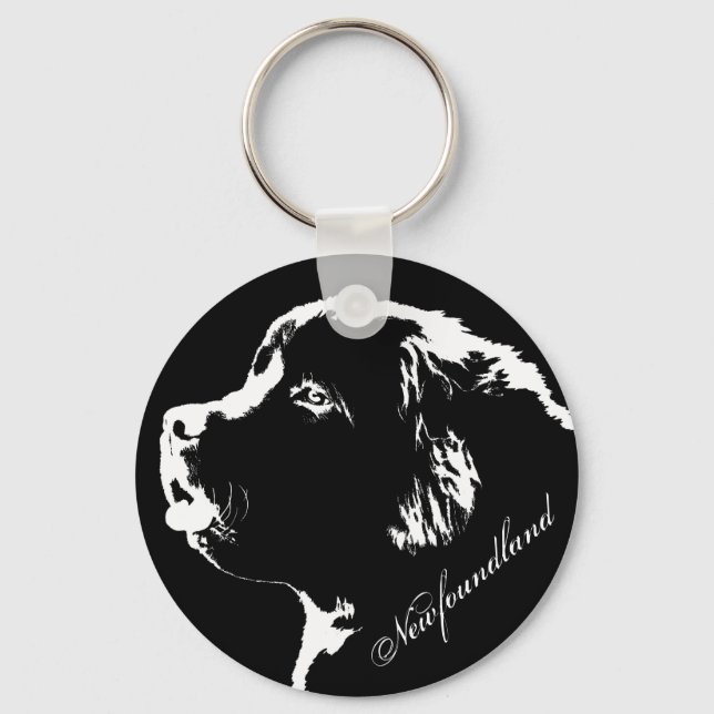 Newfoundland Dog Keychain Newfoundlander Pup Gifts (Front)