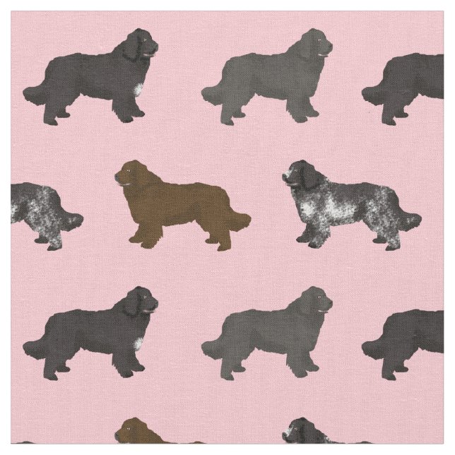 newfoundland dog landseer pink fabric (Close Up)