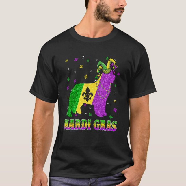 Newfoundland Dog Mardi Gras Carnival Jester Beads T-Shirt (Front)