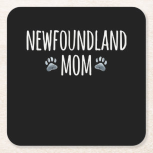 Newfoundland dog mom dog lover paws gift square paper coaster