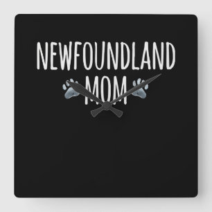 Newfoundland dog mom dog lover paws gift square wall clock